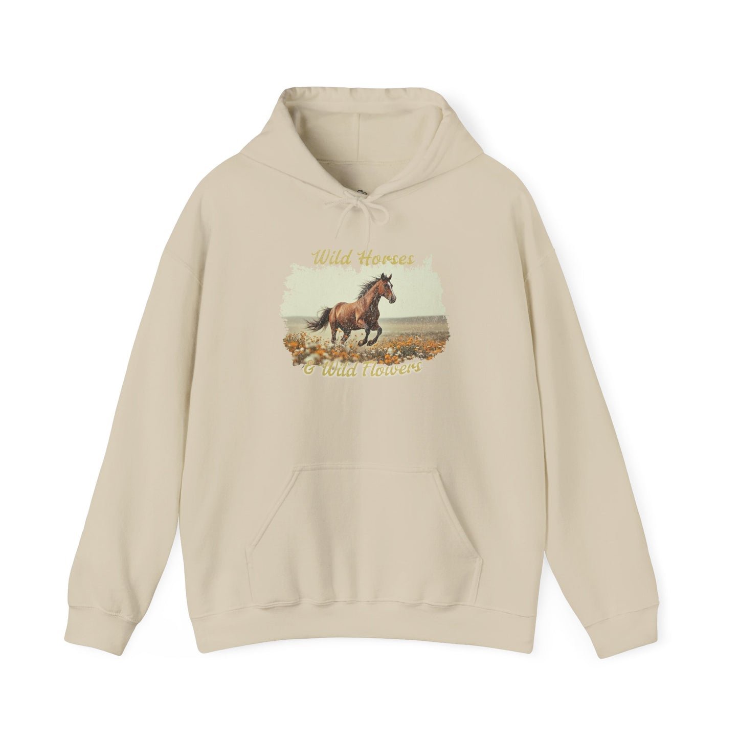 Wild Horses and Wild Flowers Hoodie Cozy Sweatshirt for Horse Lovers Great Gift for Birthdays Family and Nature Enthusiasts