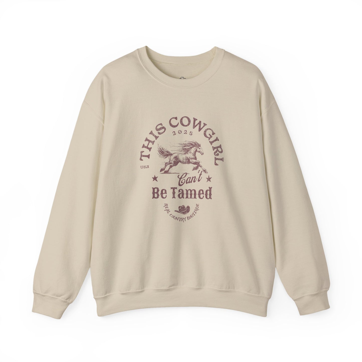 Comfy Cowgirl Sweatshirt, Comfortable Wild Horse Crewneck, Country Western Pullover Sweater