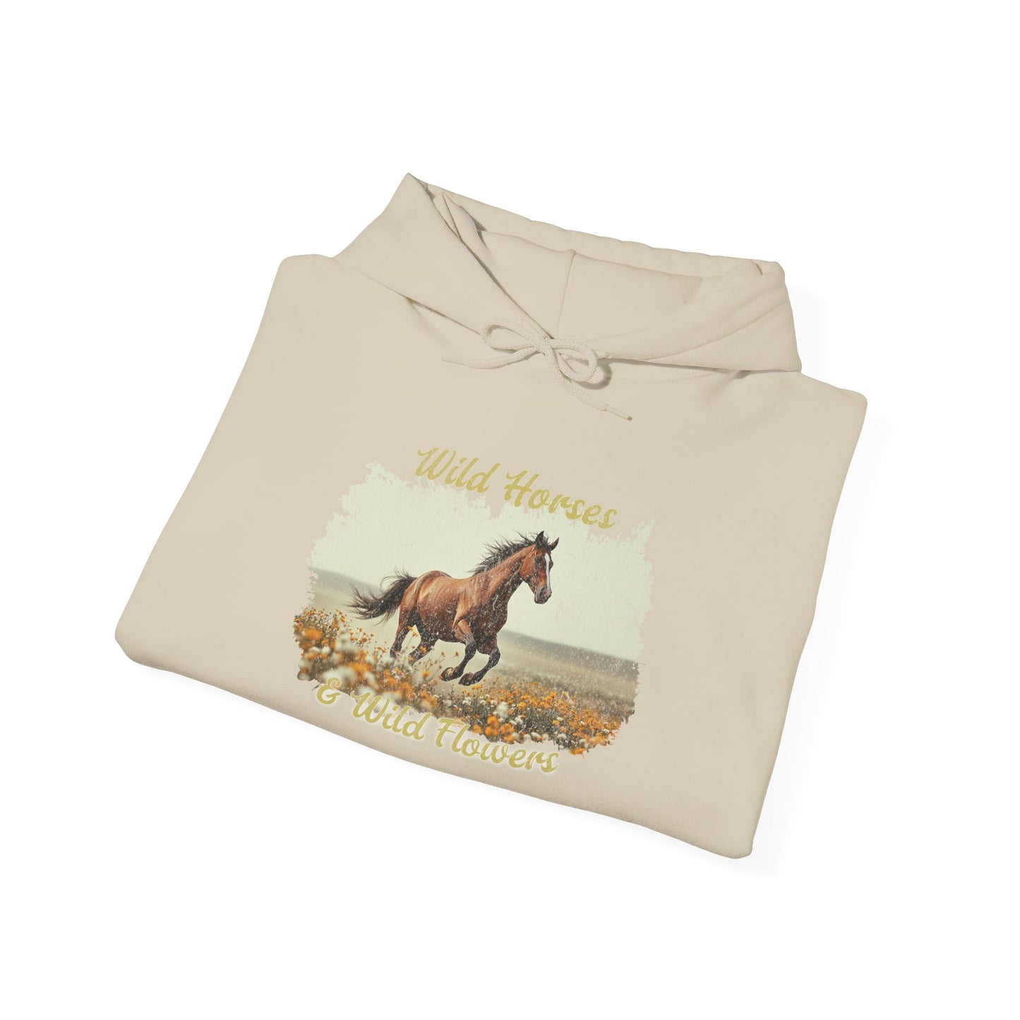 Wild Horses and Wild Flowers Hoodie Cozy Sweatshirt for Horse Lovers Great Gift for Birthdays Family and Nature Enthusiasts