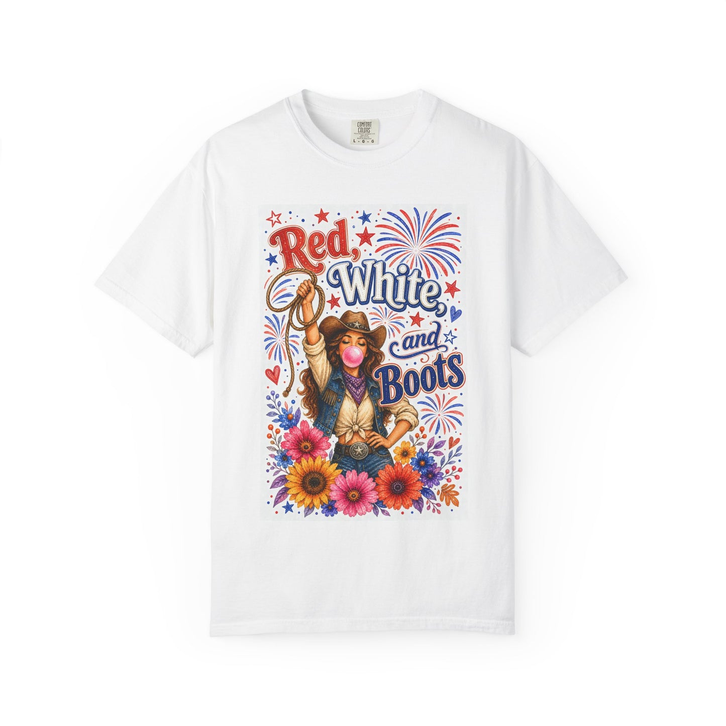 Red White and Boots T-Shirt — Patriotic Cowgirl Fourth of July Tee