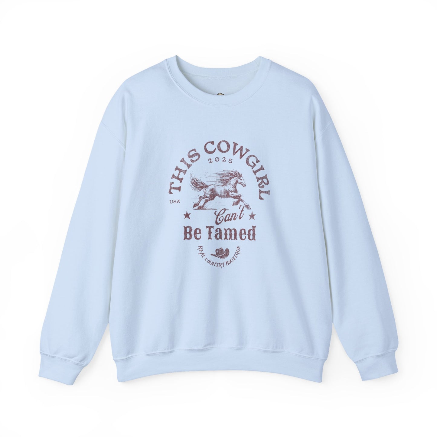 Comfy Cowgirl Sweatshirt, Comfortable Wild Horse Crewneck, Country Western Pullover Sweater
