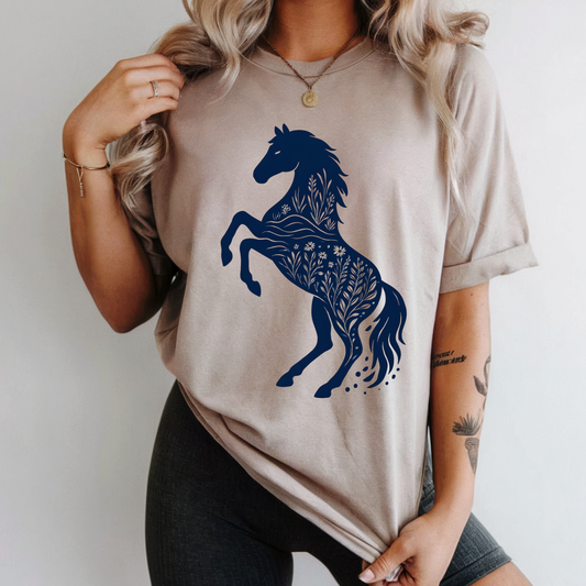 Horses Bohemian Flowers Tee Dreamy Shirt Gift for Horse Lovers Festival Outfit Gift for Her Trendy Shirt Horse Riding Instructor Gift Wild T