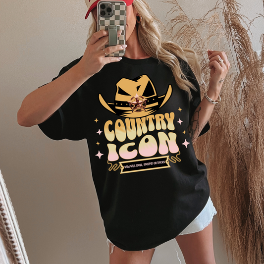Country Icon Unisex T-shirt Vintage Western Vibe Tee Shirt for Music Festival Country Music Gift Cowboy Hat Design