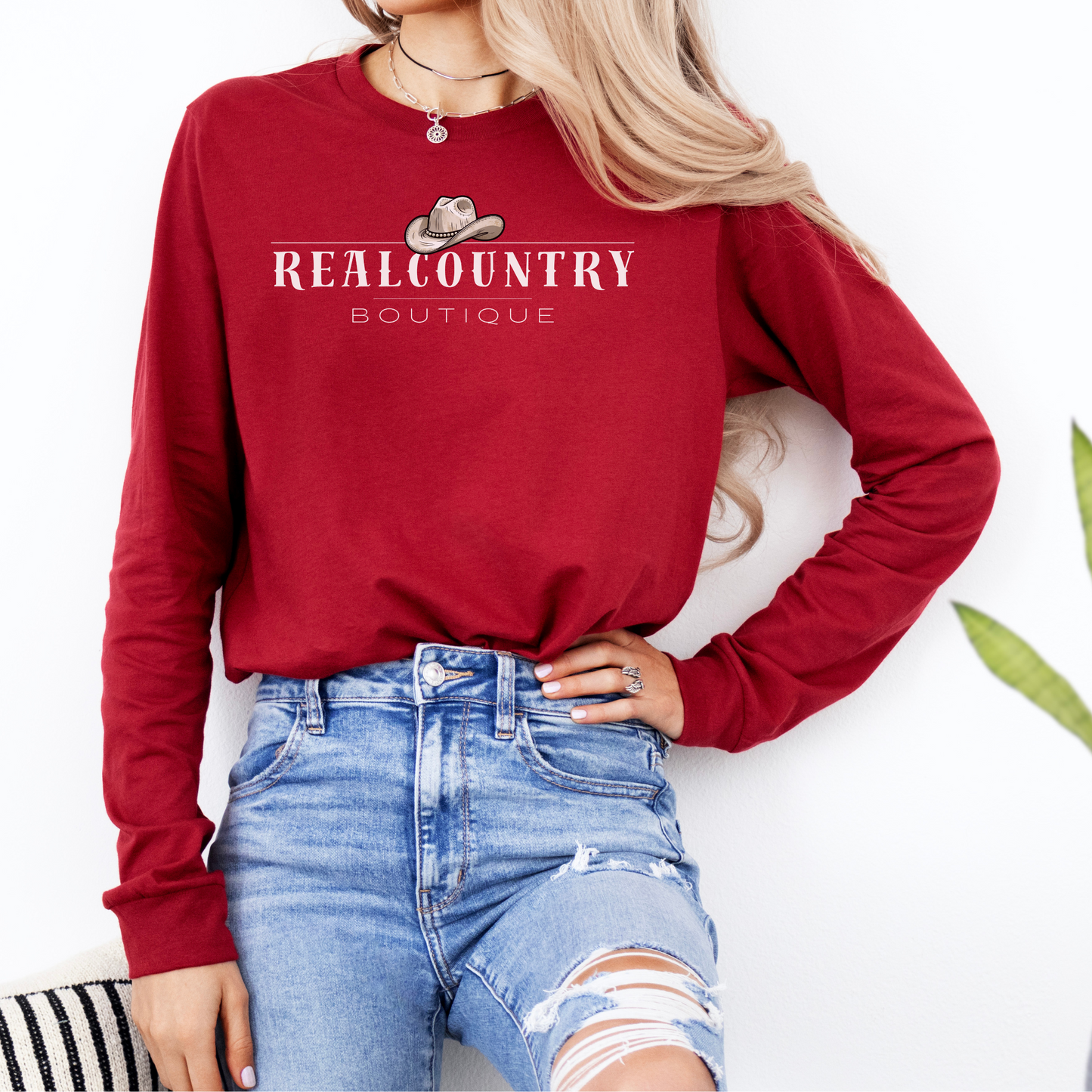 Real Country Boutique Longsleeve Tshirt, Country Logo Shirt