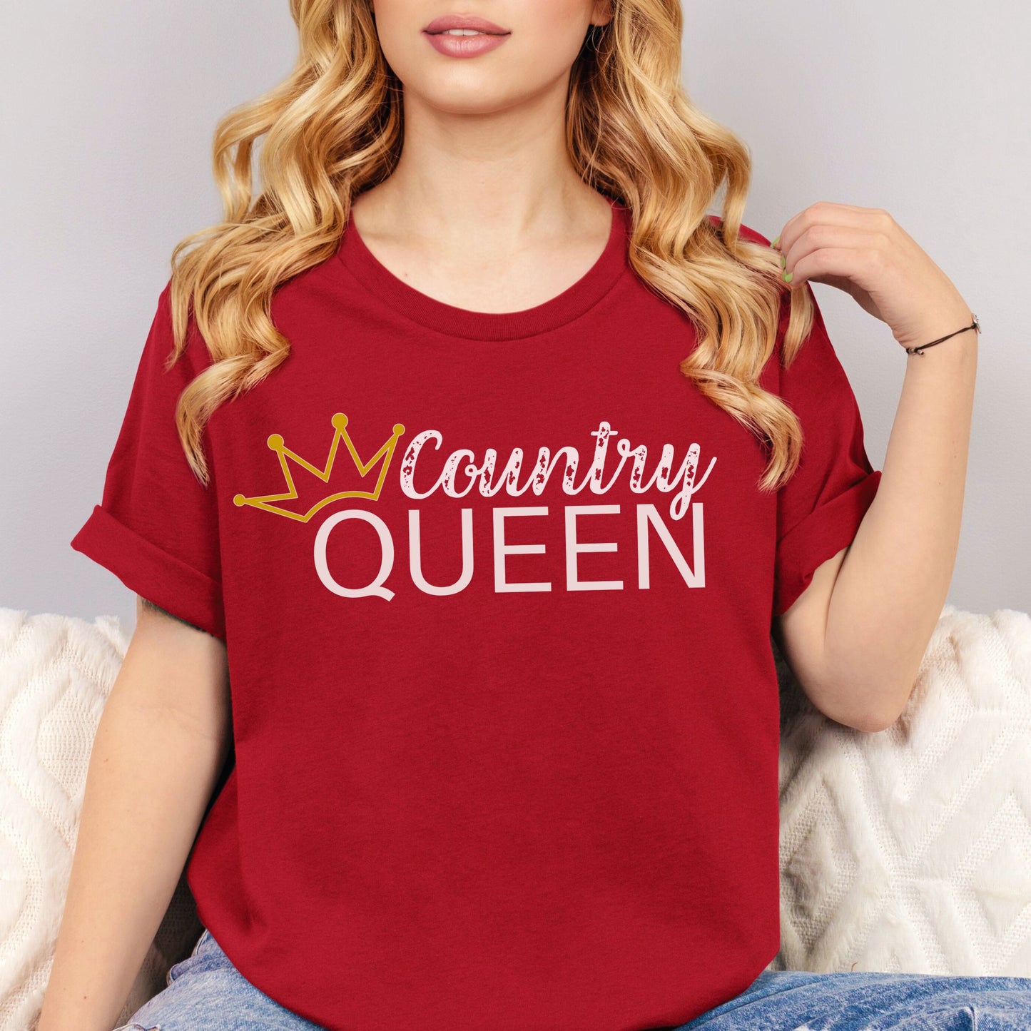 Country Queen Shirt for Country Lovers Gifts for Her Casual Wear Festival Tee Country Concert Outfit Western T-shirt for line dance party