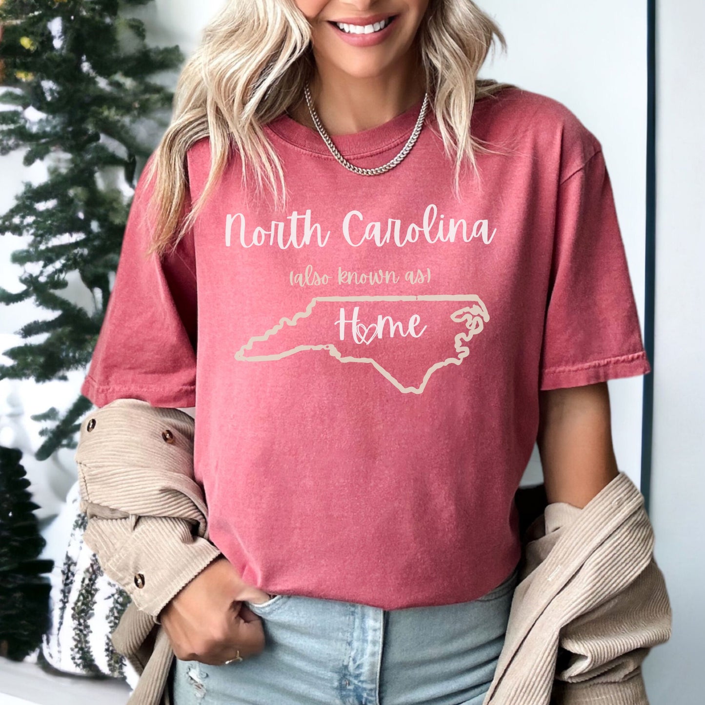 North Carolina Home State T-Shirt — Outline of NC Comfort Colors Map Tee