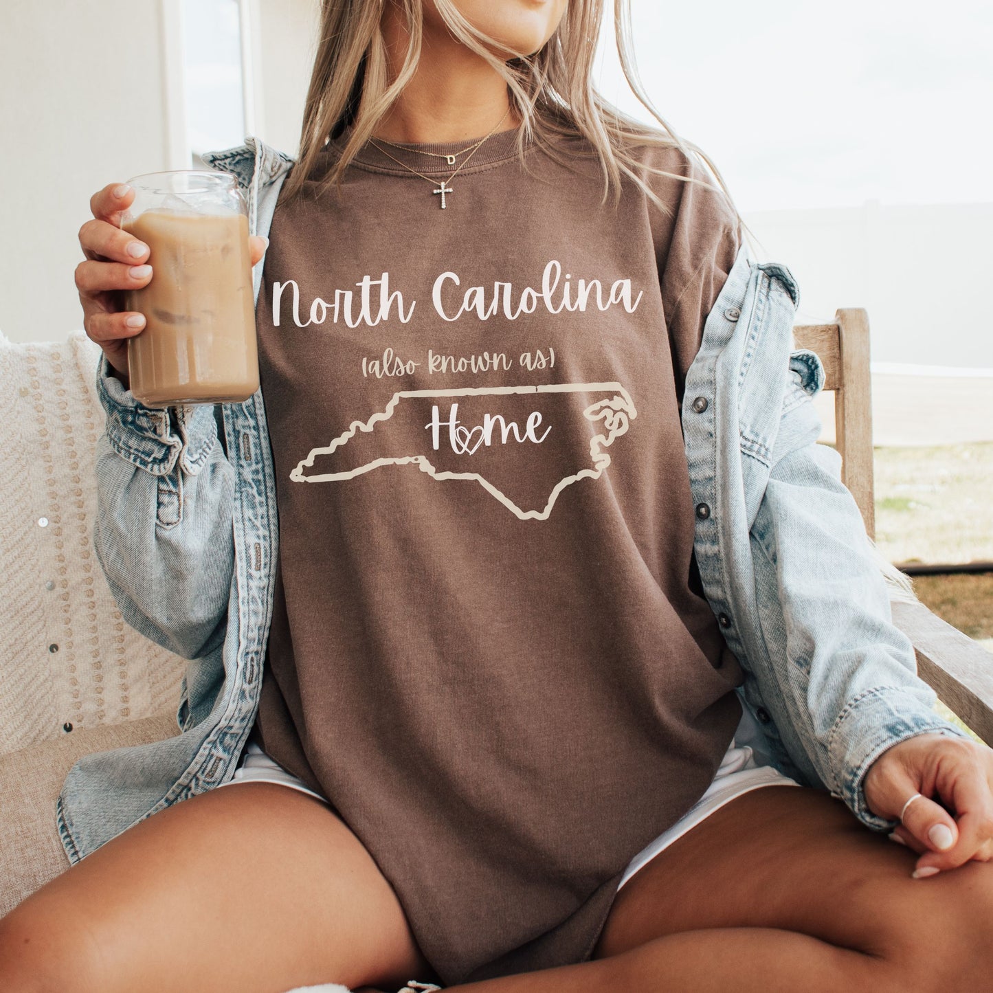 North Carolina Home State T-Shirt — Outline of NC Comfort Colors Map Tee