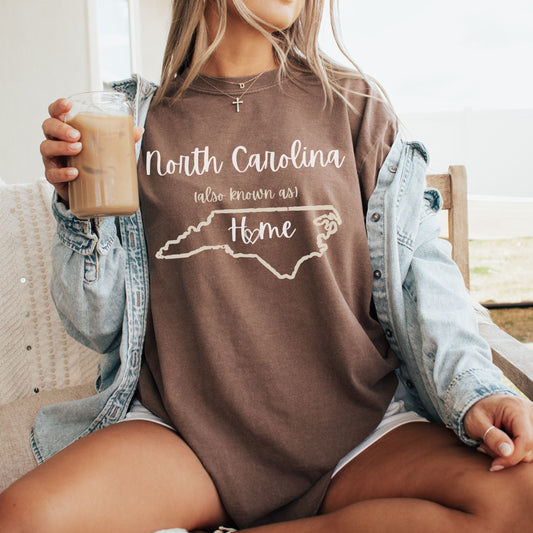 North Carolina Home State T-Shirt — Outline of NC Comfort Colors Map Tee