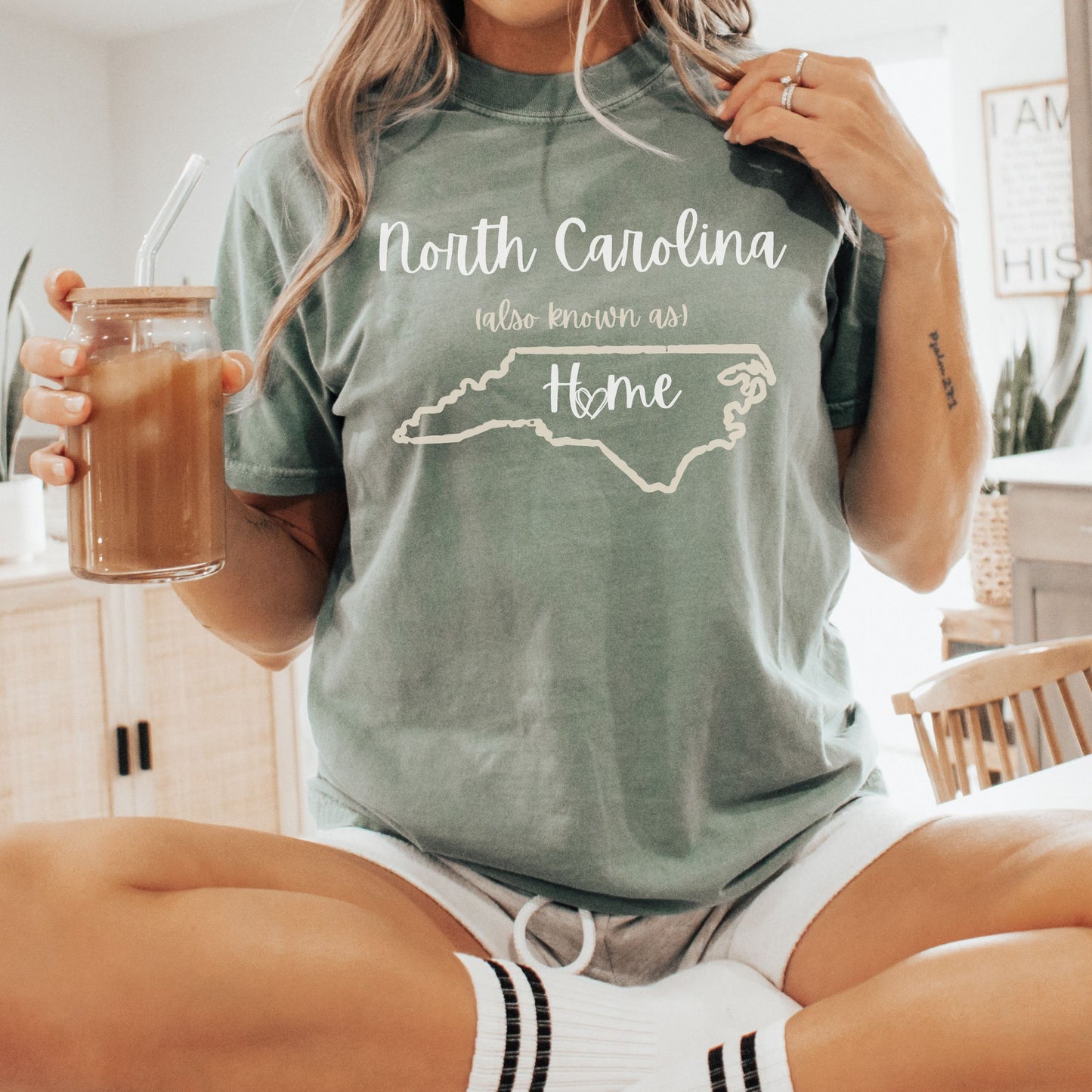 North Carolina Home State T-Shirt — Outline of NC Comfort Colors Map Tee