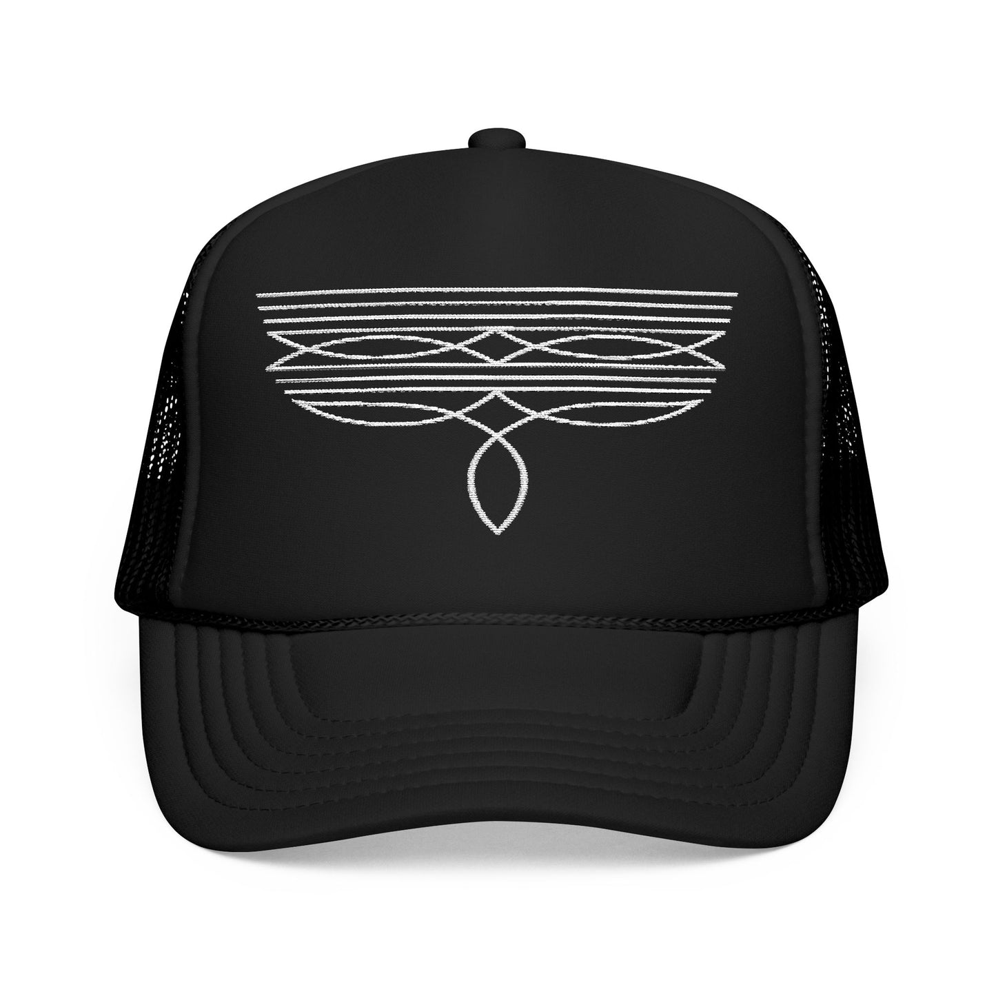 Embroidered Foam Trucker Hat Western Stitch Stylish Unisex Cap for Outdoor Adventures Gift for Holidays Festivals Country Outfit Statement Hat