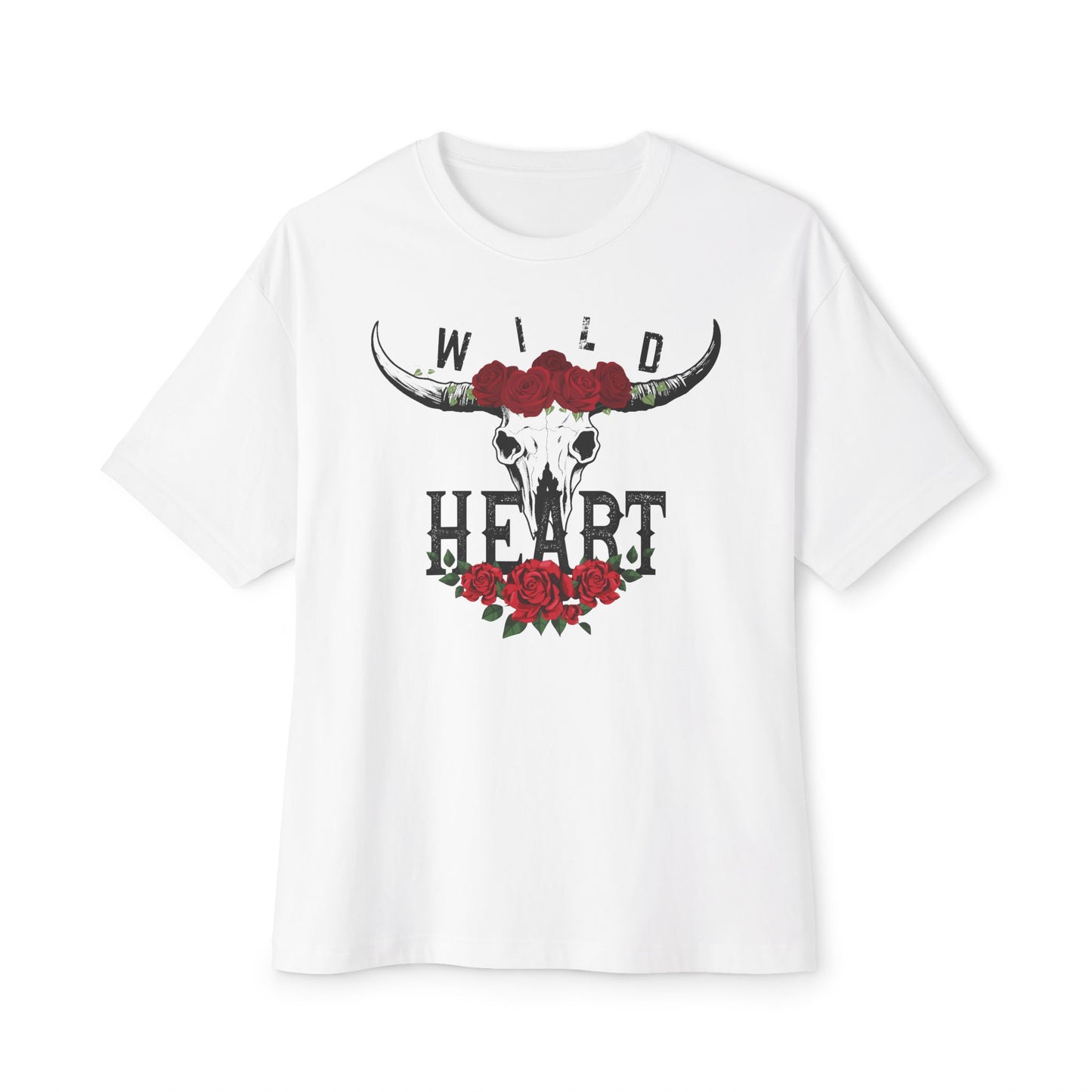 Wild Heart Tee — Cow Skull Floral Rose Western Graphic T‑Shirt