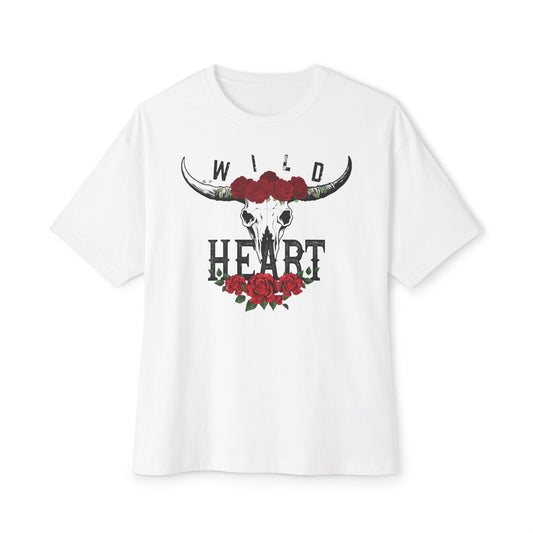 Wild Heart Tee — Cow Skull Floral Rose Western Graphic T‑Shirt