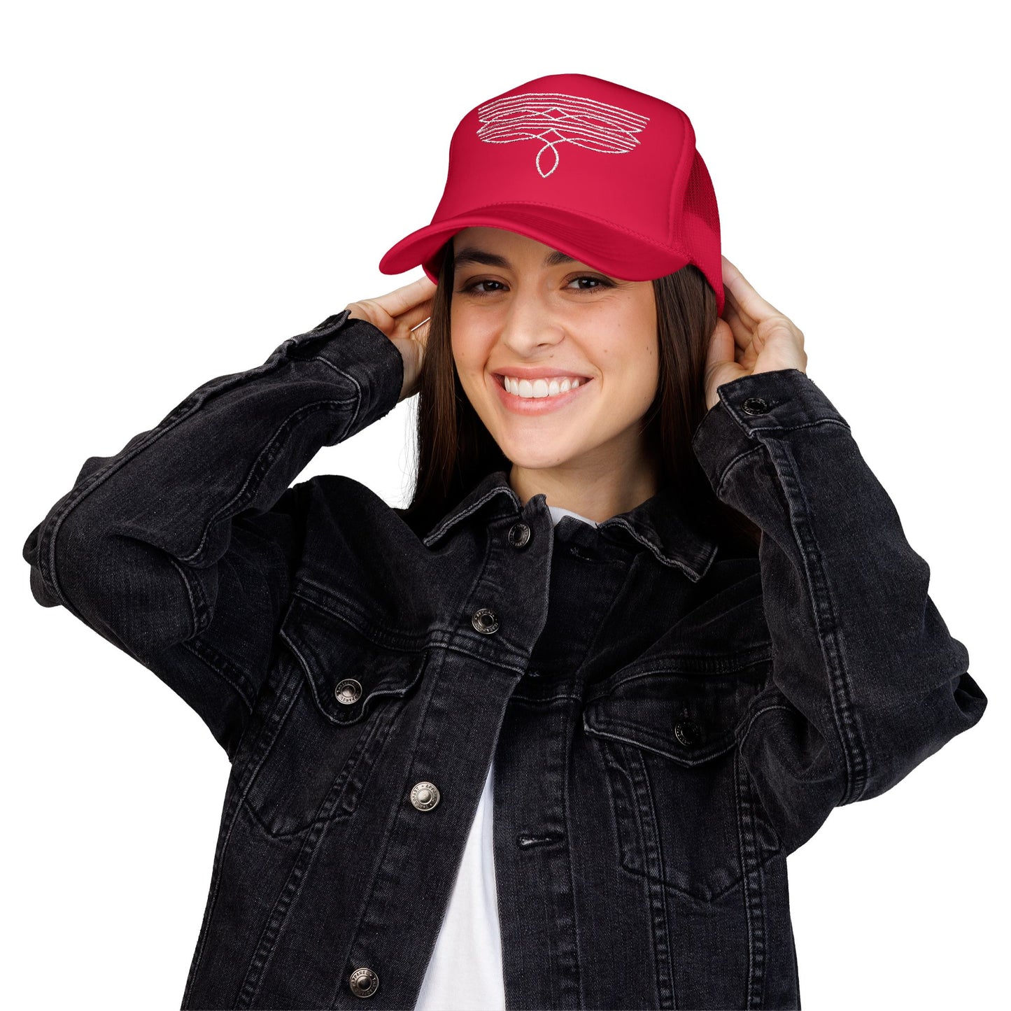 Embroidered Foam Trucker Hat Western Stitch Stylish Unisex Cap for Outdoor Adventures Gift for Holidays Festivals Country Outfit Statement Hat